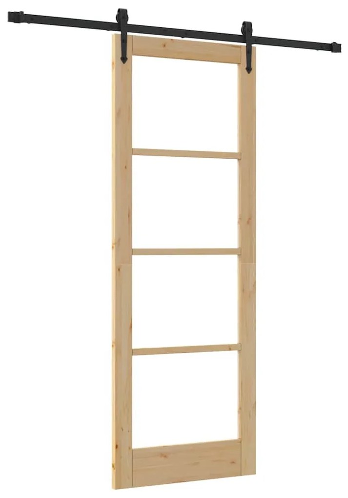 Egyszerű Csúszó Ajtó Barna 78 x 211 cm Fa és fém
