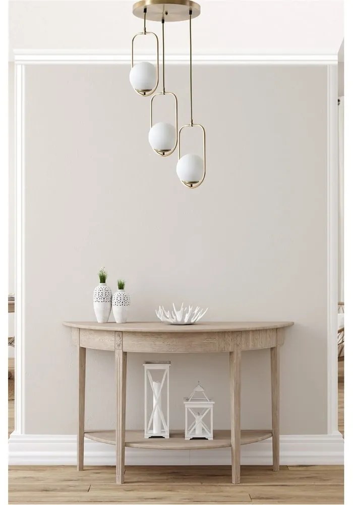 Fehér-aranyszínű függőlámpa üveg búrával ø 30 cm Ahu – Opviq lights