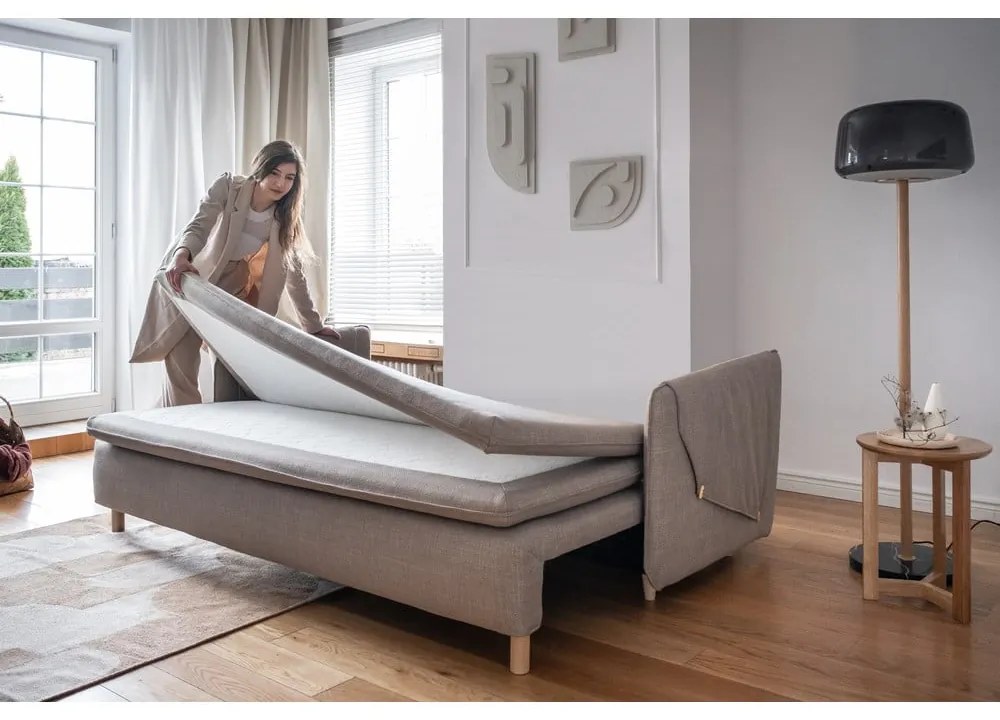 Világosbarna kinyitható kanapé 207 cm Simon – Miuform