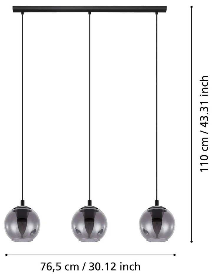 Fekete függőlámpa üveg búrával ARISCANI – EGLO