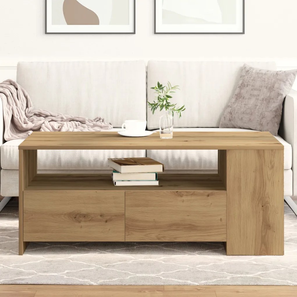Dohányzóasztal - Kézműves tölgy - 102x55x43.5 cm - Mérnök fatömbből készült