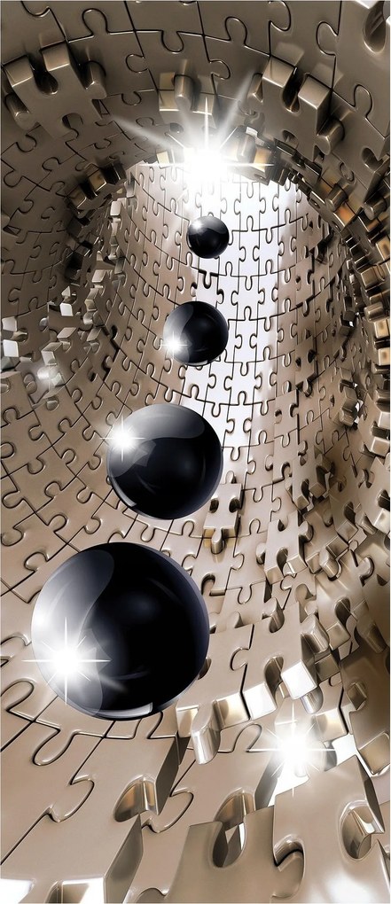 Flizelin fotótapéta Alagút fényekkel és gömbökkel fém 91x211 +ragasztó