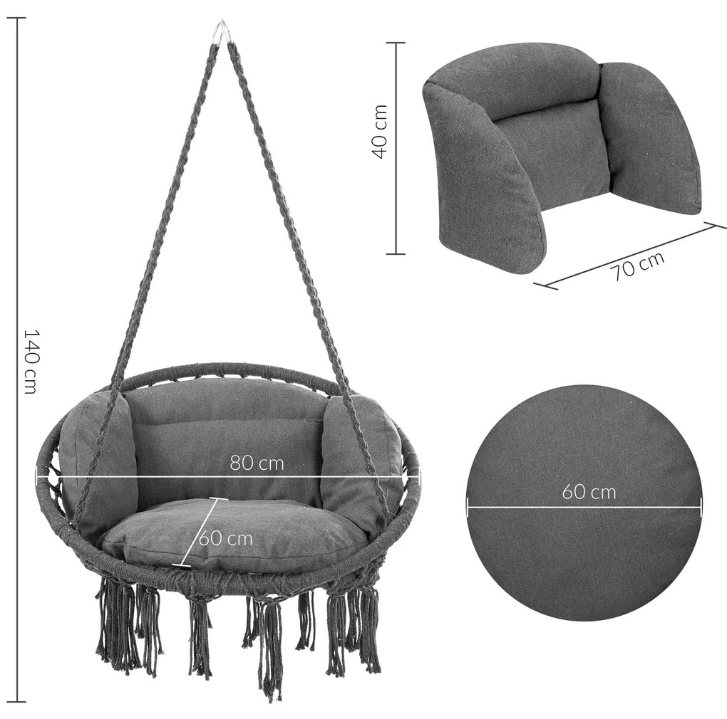 Detex® Akasztószék 80x60x140 cm - antracit