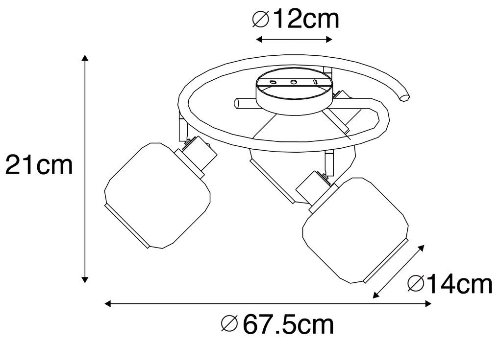 Mennyezeti spotlámpa fekete füstüveggel kerek 3-lámpás - Zuzanna