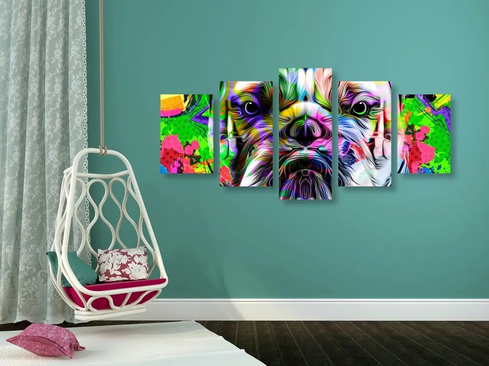 5 részes kép pop-art bulldog