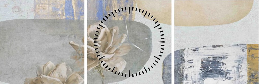 Kép - Festészet virágokkal és textúrákkal (órával) (90x30 cm)
