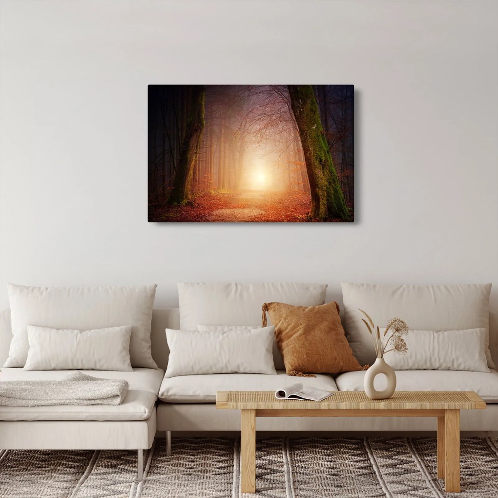 Őszi erdő képe a ködben (90x60 cm)