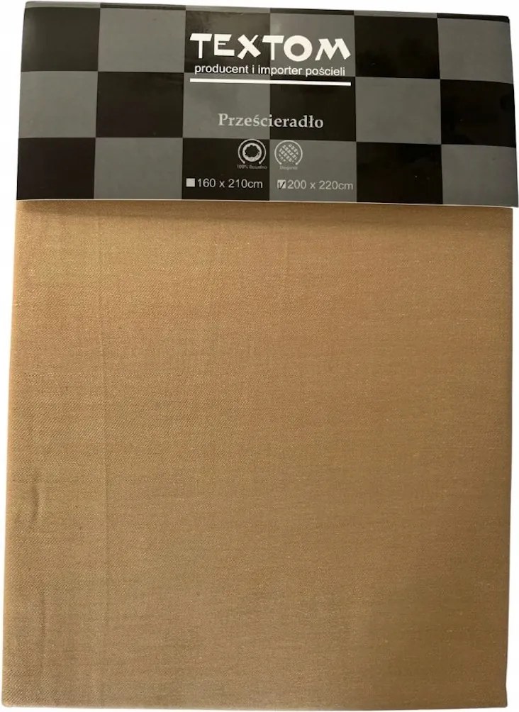 Pamut Lepedő Szatén 100% 200x220CM Bézs Gumi Nélkül