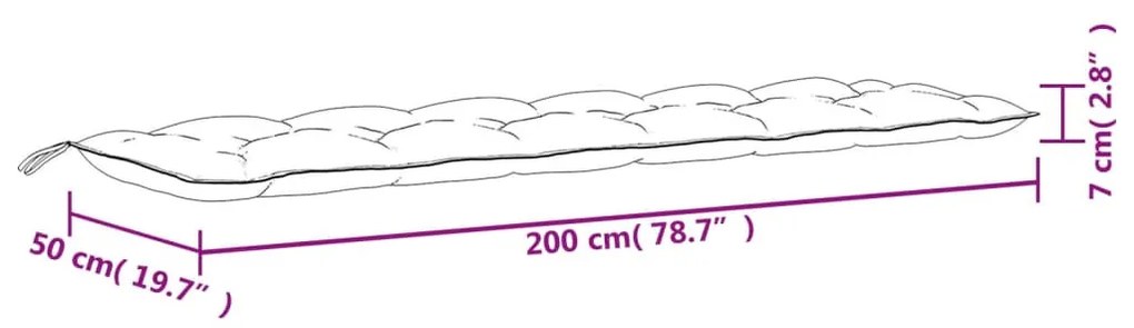 2 db antracit oxford szövet kerti padpárna 200 x 50 x 7 cm