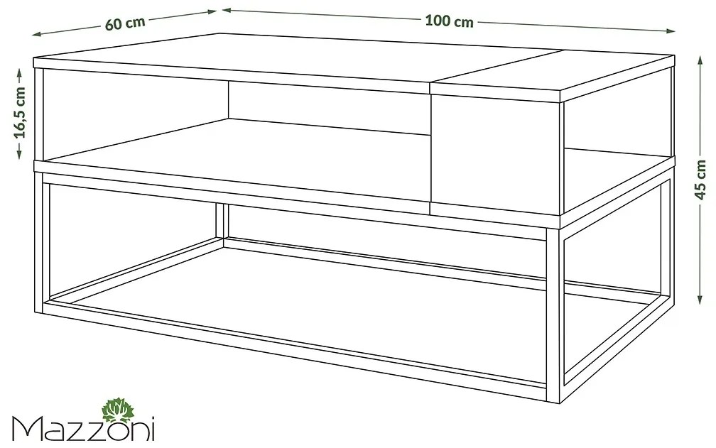 Mazzoni LYNX Arany Tölgy/Fekete Matt - MODERN LOFT DOHÁNYZÓASZTAL