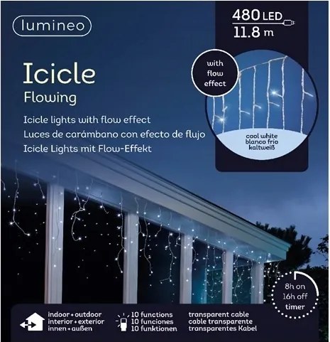 Jégcsap lámpák 480L épületre hideg fehér 11.8m