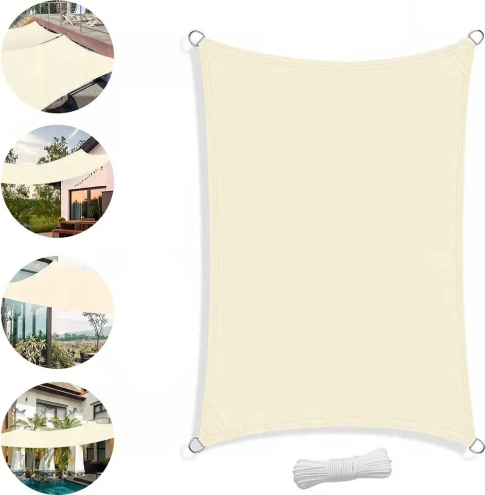 Napvitorla vízálló téglalap alakú 3x4 m bézs