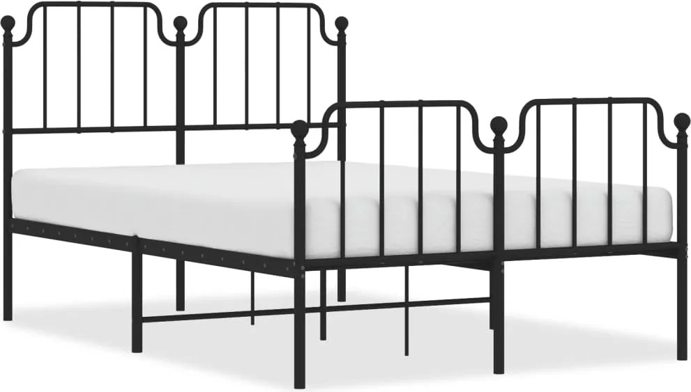 vidaXL fekete fém ágykeret fej- és lábtámlával 120 x 200 cm