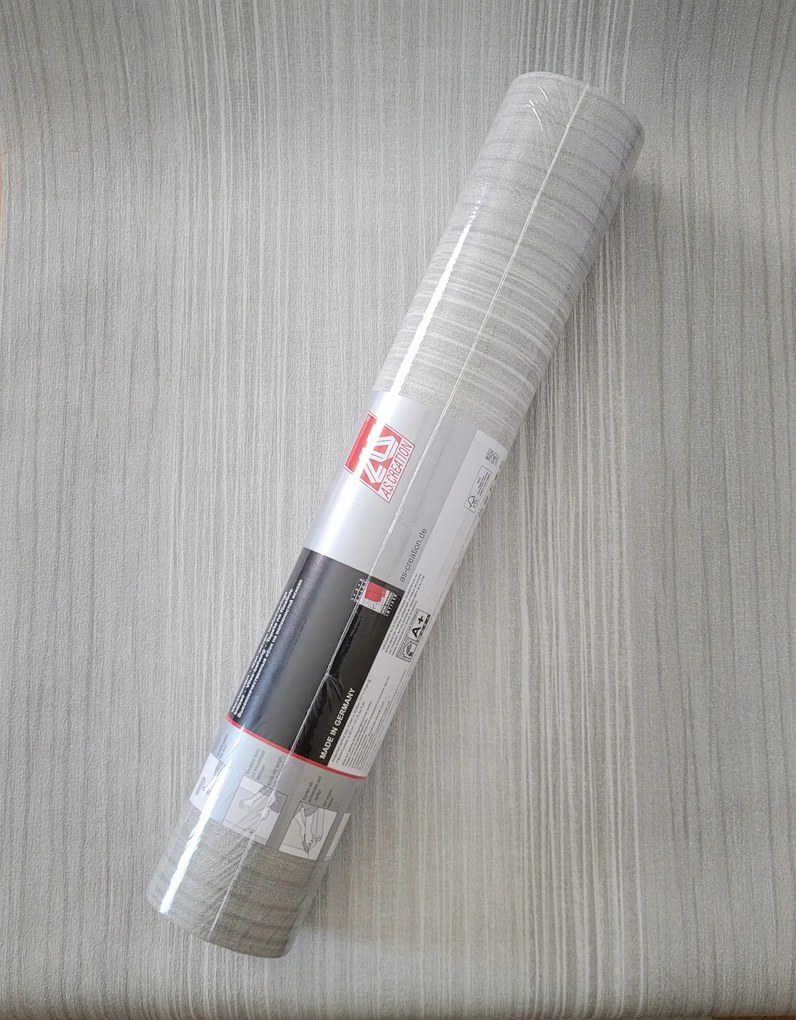 Fali tapéta, háttér, szürke-krém csíkos, csillogó ezüst, 30059-4