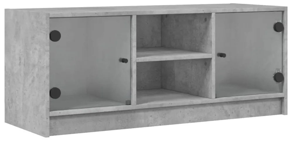 betonszürke TV-szekrény üvegajtókkal 102 x 37 x 42 cm