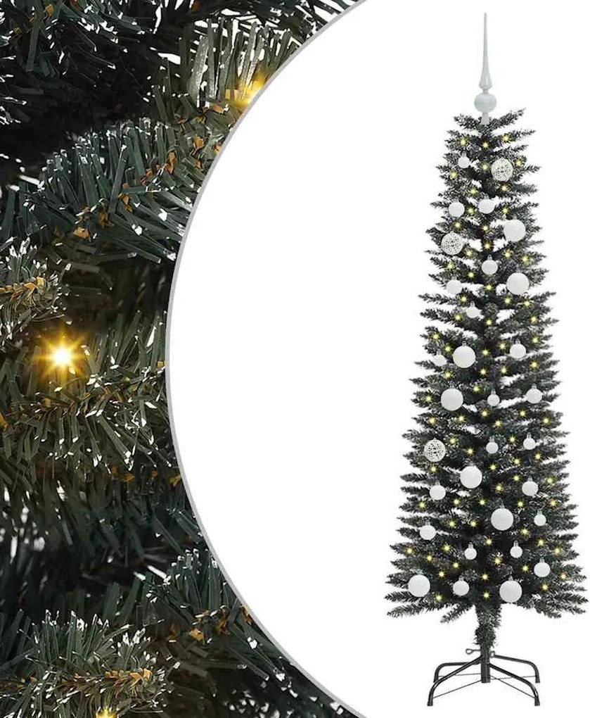 vidaXL Mű karácsonyfa 150 LED-del Zöld 150 cm PVC és Műanyag és Acél