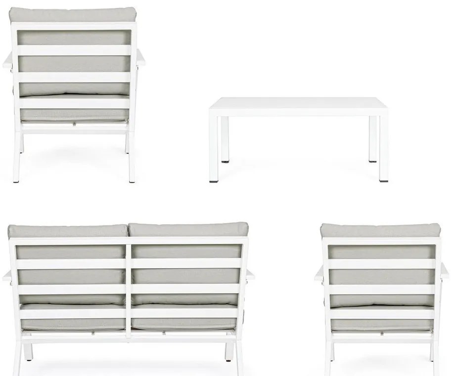 Fehér alumínium négyszemélyes kerti lounge szett Harley – Bizzotto
