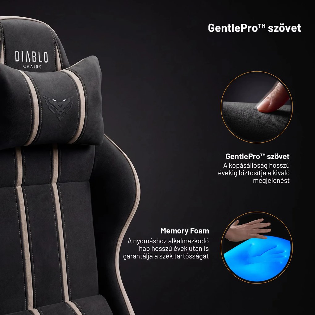 Gamer szék szövet Normal Size, fekete-bézs: Diablo X-One 2.0 Camel Black
