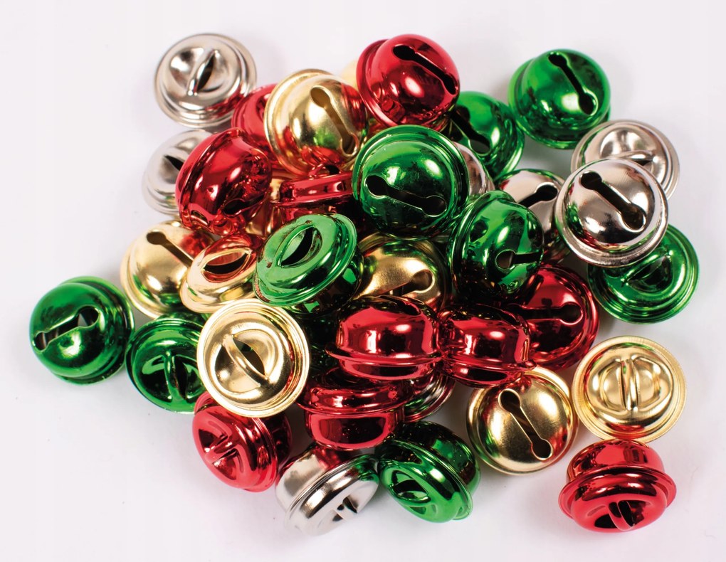Csengőhangok Arany Ezüst Piros Zöld Csengőhangok Ø 15 mm 40 db