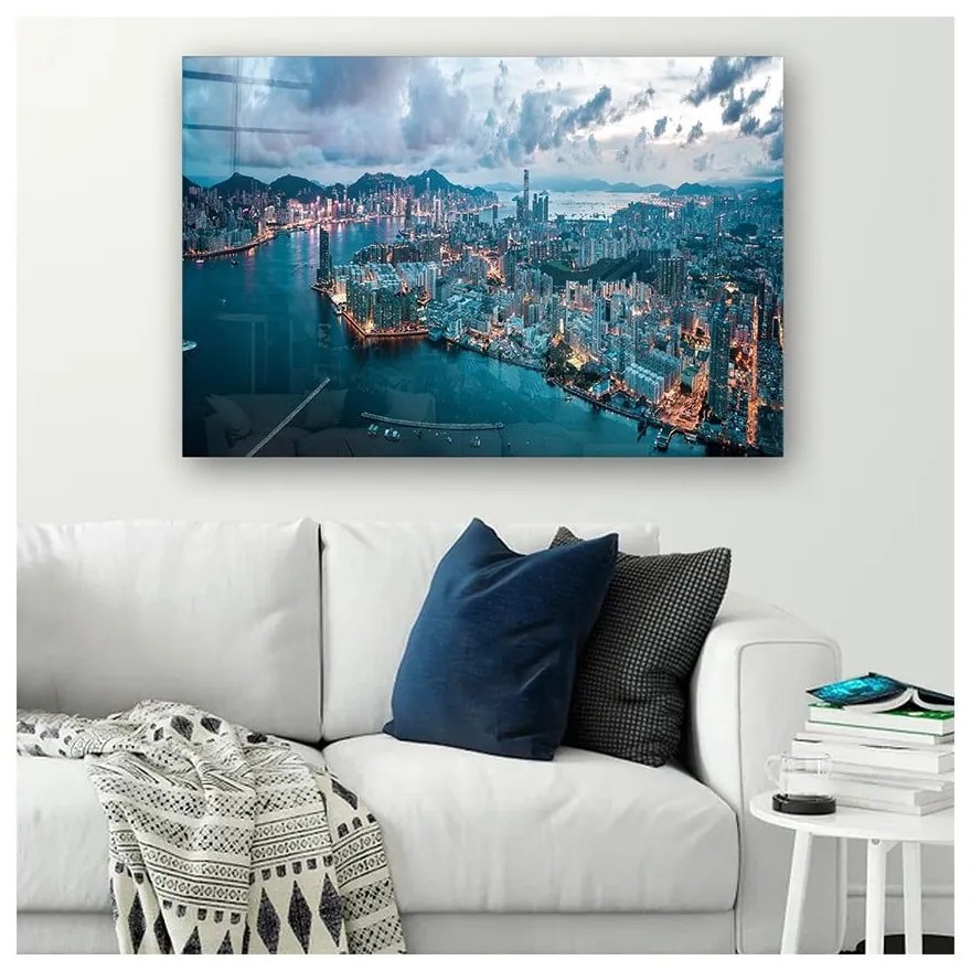 Üveg kép 100x70 cm Hongkong – Wallity