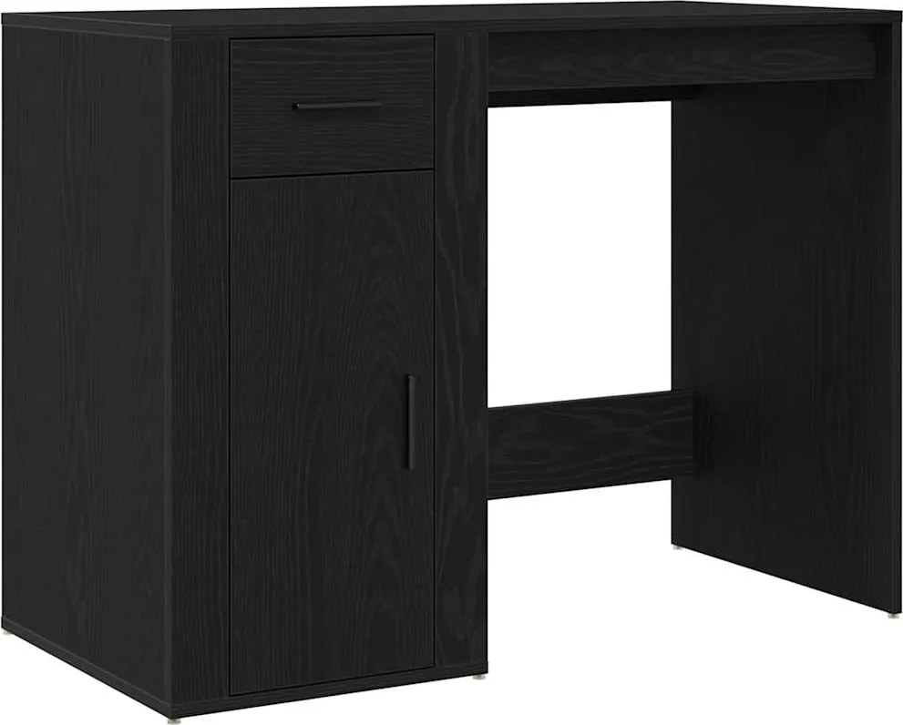 vidaXL Asztal fiókkal tárolóval Fekete tölgy 100 x 49 x 74 cm Faanyag