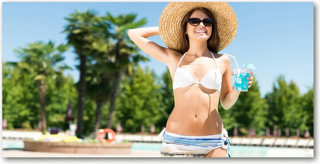 Fotó-üvegkép Nő a medence felett 140x70