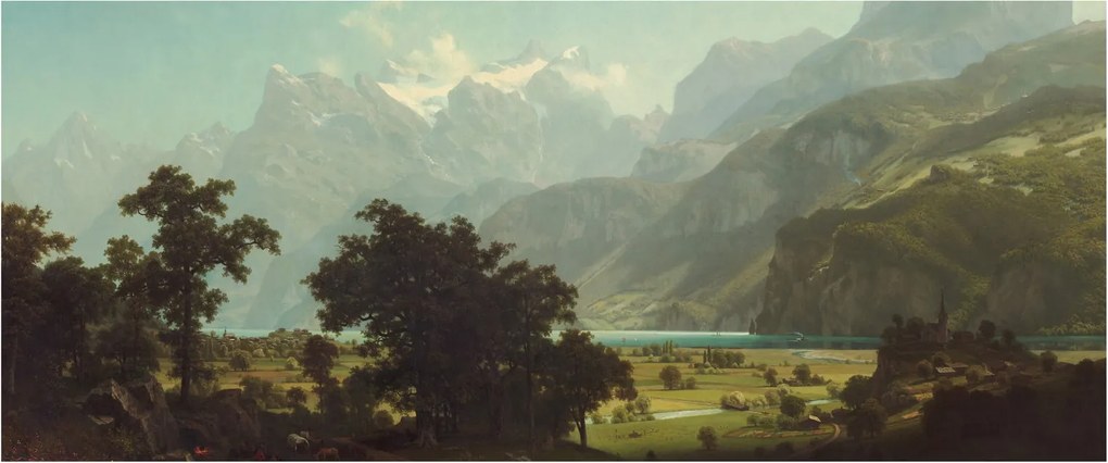 Kép - Albert Bierstadt, Lake Lucerne, reprodukciók (120x50 cm)