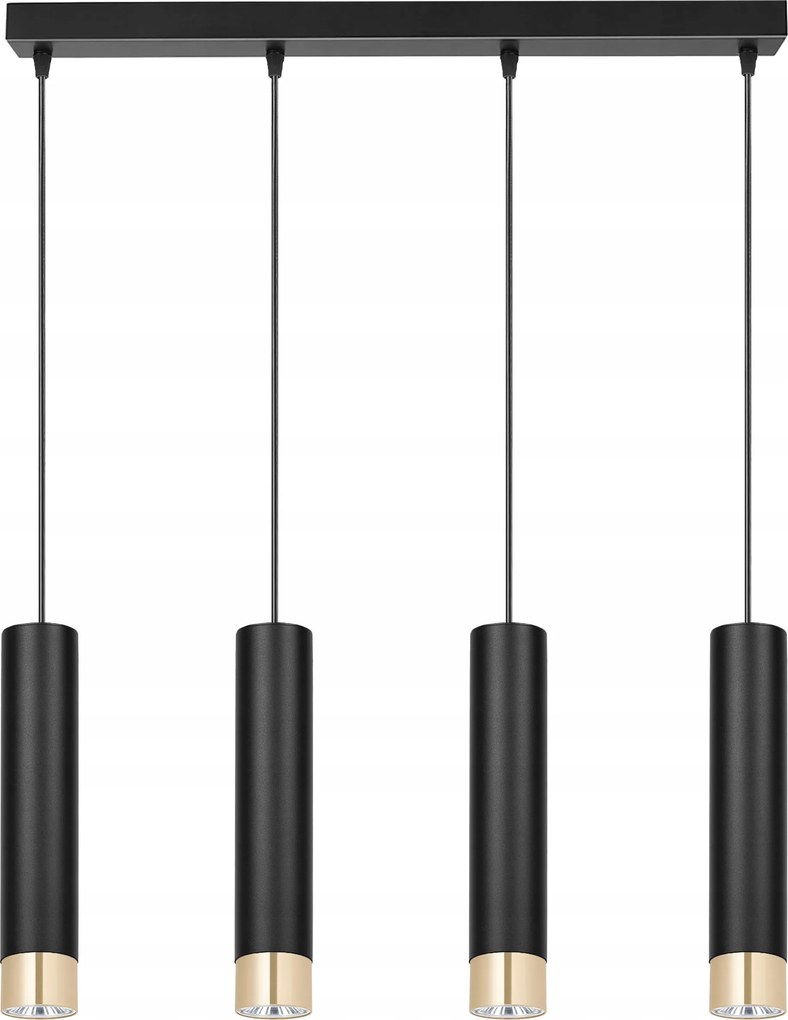 Led Függő Lámpa Csillár Plafon Tubus Túlnyúló Fém GU10 Fekete Loft Asztal felett