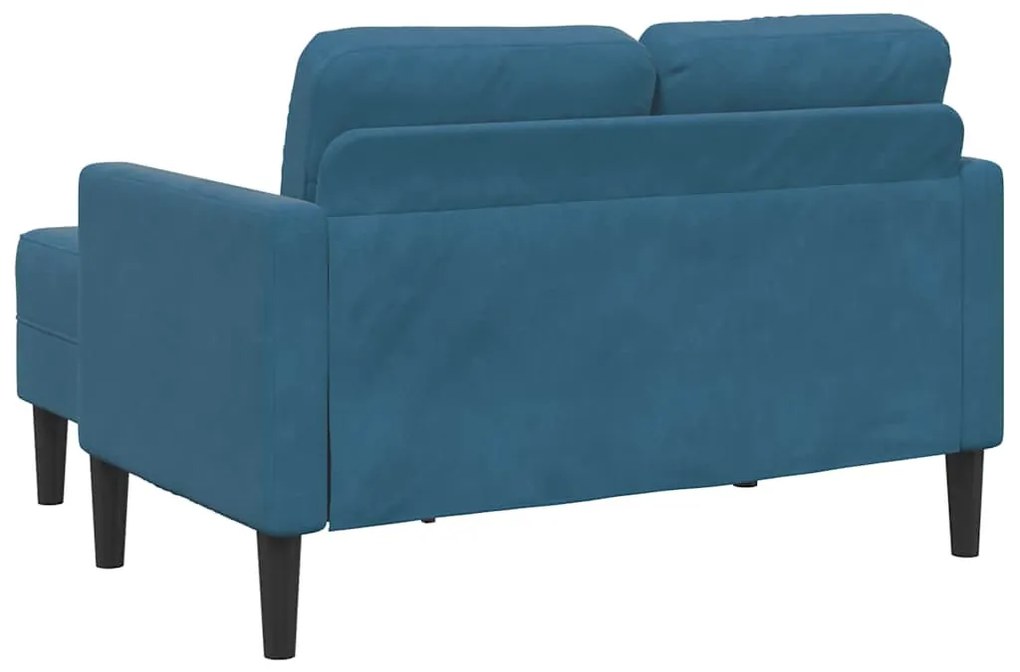 kék bársony 2 üléses kanapé L-alakú kanapéval 125 cm