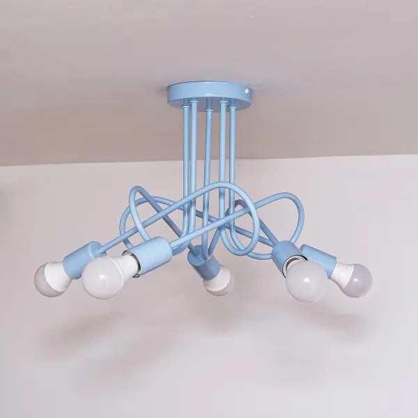 Felületre szerelhető mennyezeti csillár OXFORD 5xE27/15W/230V kék