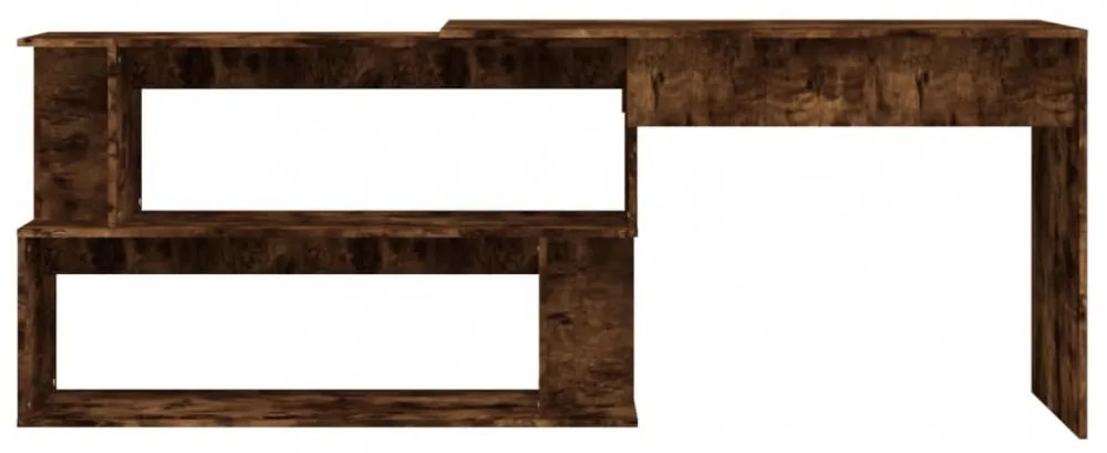 füstös tölgy színű szerelt fa sarokasztal 200 x 50 x 76 cm