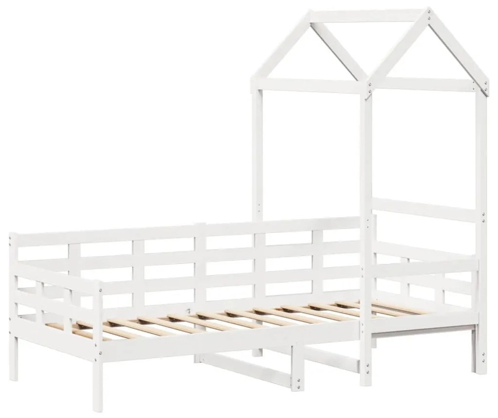 fehér tömör fenyőfa kanapéágy tetővel 80 x 200 cm