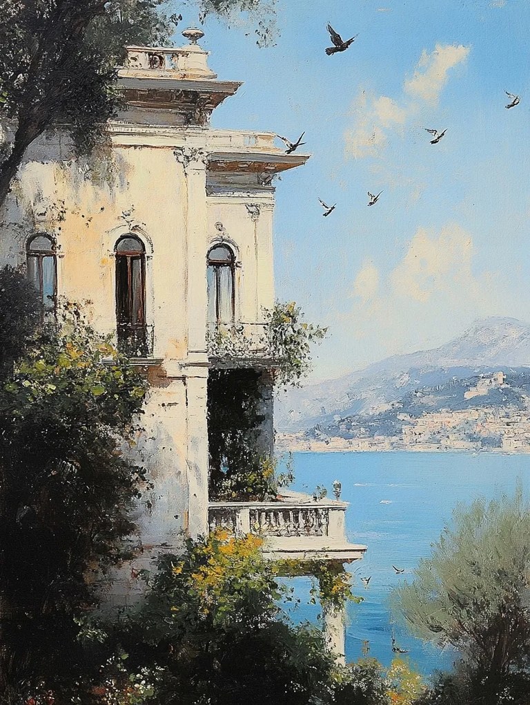 Vászonkép Canvas Építészet Olaszország Amalfi Villa Tenger Terasz 75x100