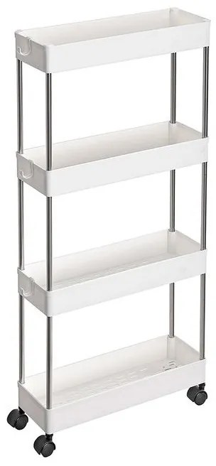 SongmicsHome SLIM görgős polc, 4 szintes, 13,5x40x86cm, fehér