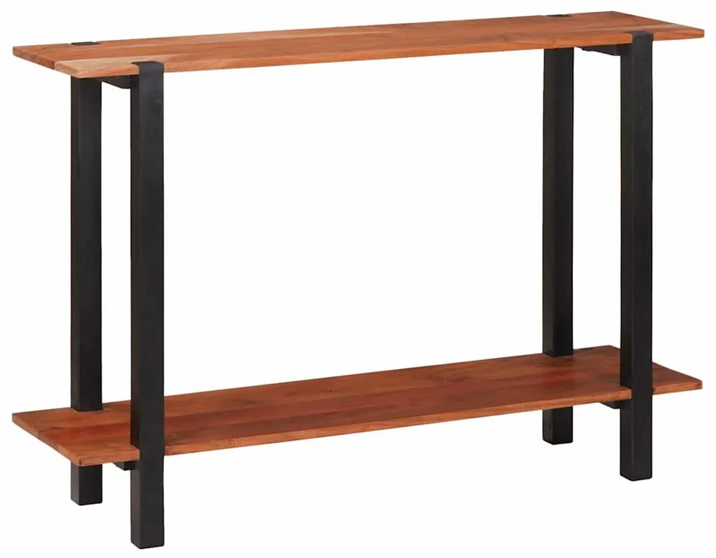 Konzolasztal polcokkal Barna 110 x 30 x 75 cm tömör akácfa
