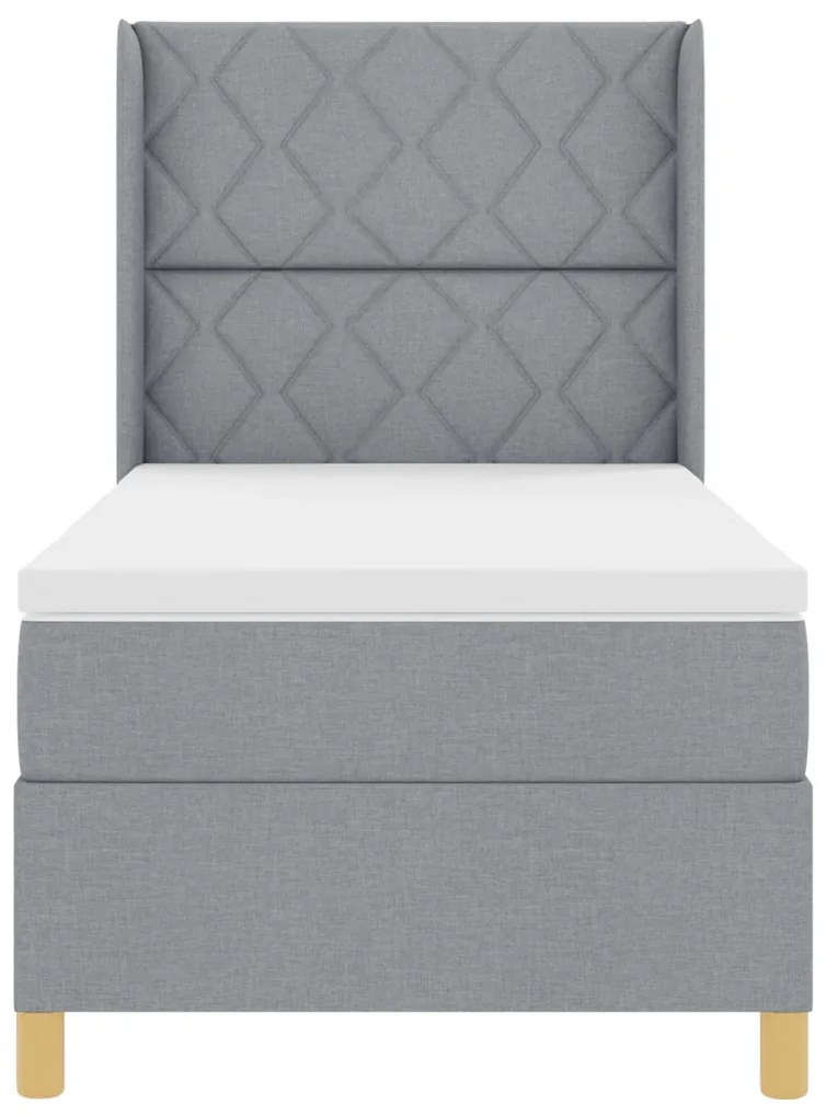 Boxspringágy Matrac 100x200 cm Világosszürke Anyag