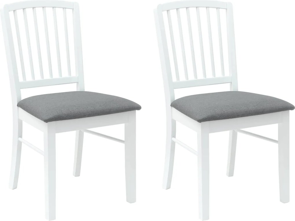 vidaXL Étkező Székek 2 pcs Fehér 50 x 52,5 x 91 cm Tömör Gumi Fa