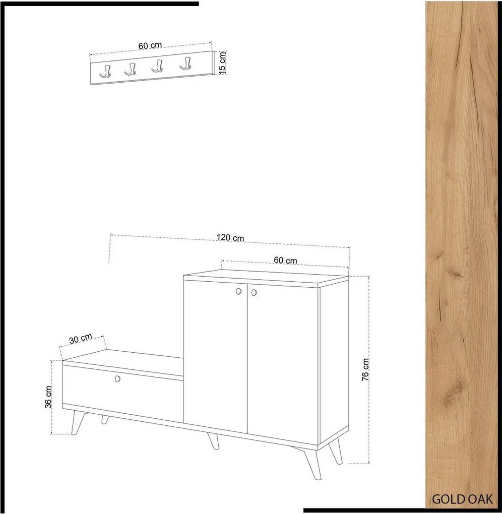 Előszoba szett Fiel Oak and White