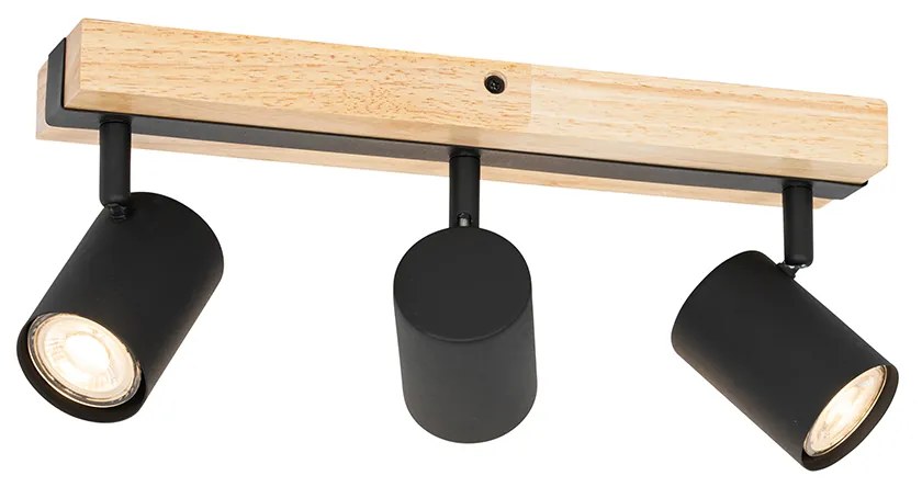 Okos mennyezeti spotlámpa fekete fa 3-lámpás forgatható és dönthető, Wifi GU10 50mm-es - Jeana