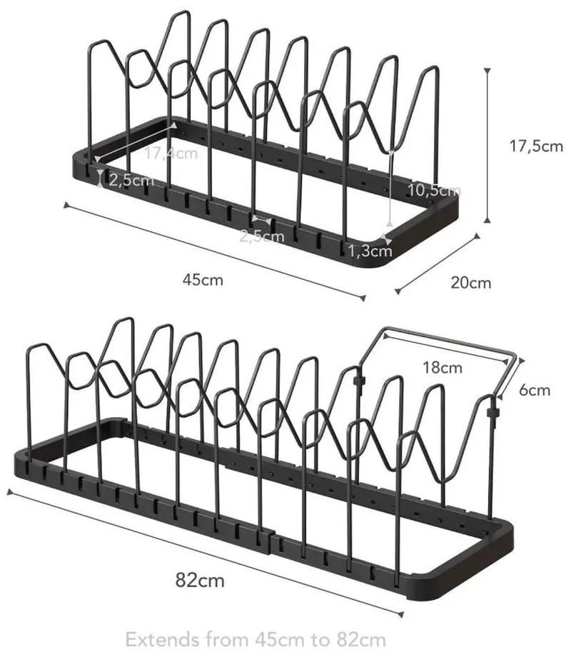 Tower fekete állítható fedőtartó állvány - YAMAZAKI