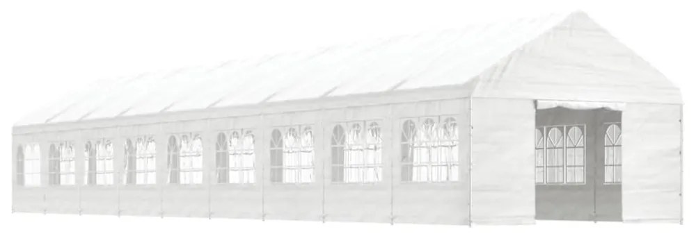 fehér polietilén pavilon tetővel 20,07 x 4,08 x 3,22 m