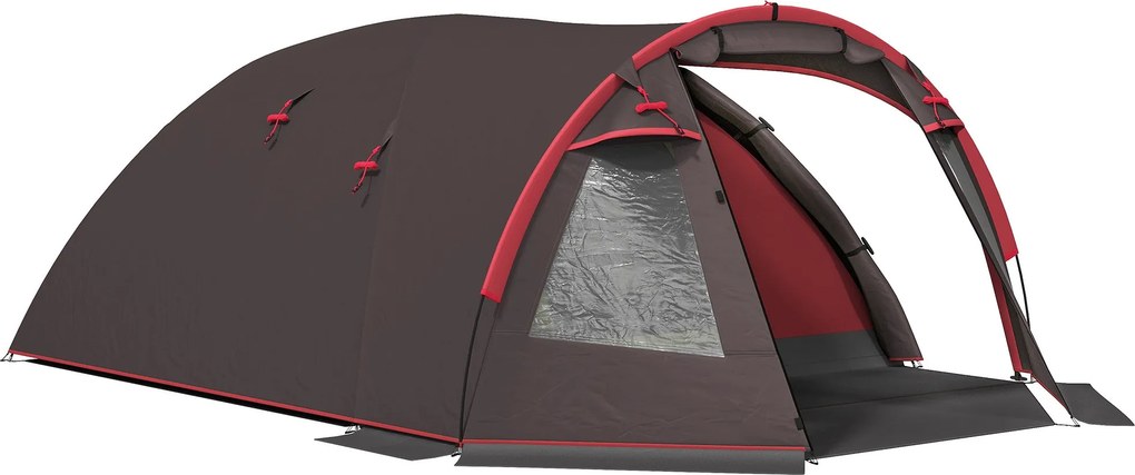 Outsunny Alagútkemping Sátor 2-4 Főnek 2 Szobával, Vízálló Családi Túra és Horgászsátor 3000mm-es Erősített Aljjal, Két Ajtóval, Hordtáskával, 360x250