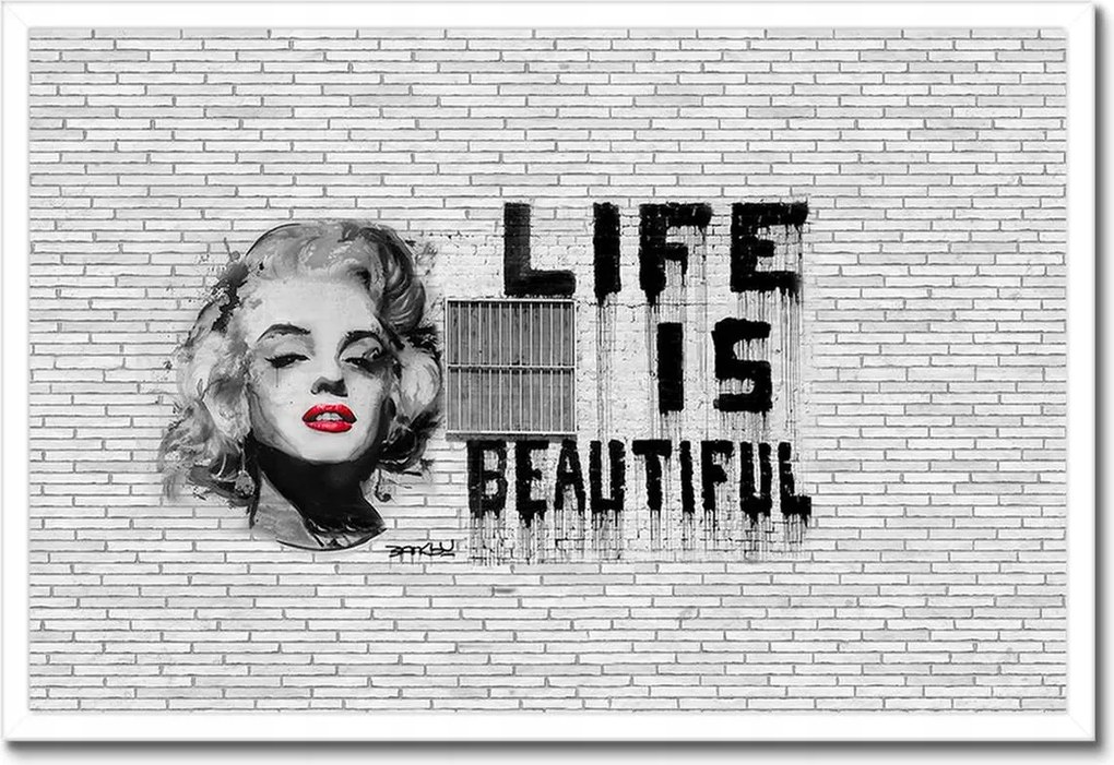 Poszterek keretben 60x40 Banksy Life is beautiful