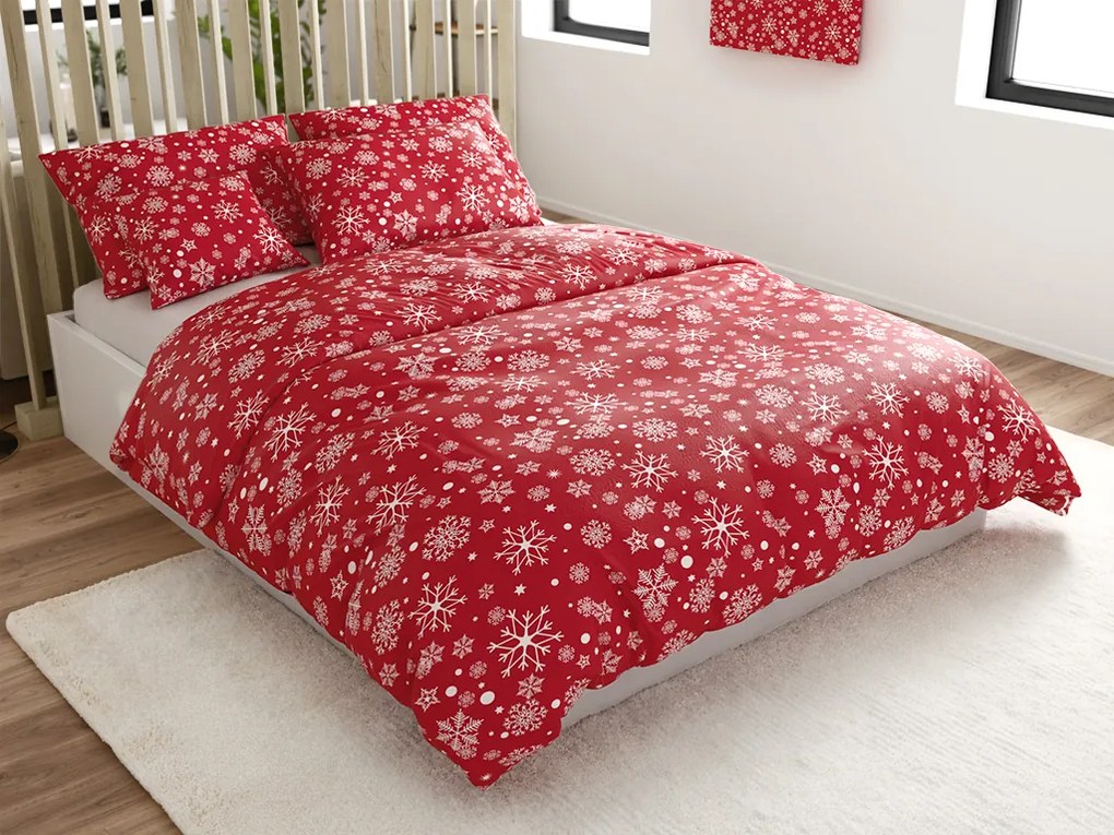Mikroplüss ágyneműhuzat SNOWFALL piros Ágyneműhuzat mérete: 80 x 80 cm | 135 x 200 cm