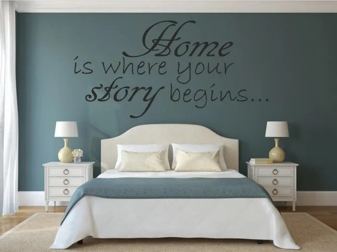 Dekoratív falmatrica HOME IS WHERE YOUR STORY BEGINS 50 x 100 cm