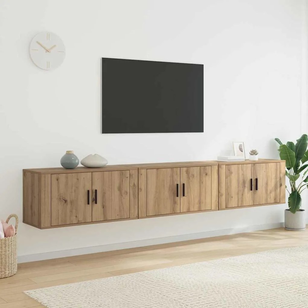 vidaXL Fali TV szekrény szett 3 pcs Artisan tölgy 80 x 34,5 x 40 cm