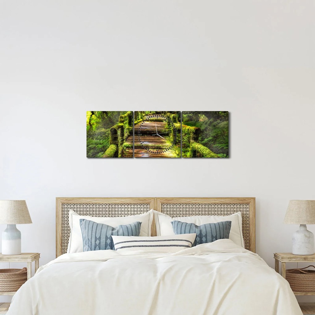 Lépcső az esőerdőben képe (órával) (90x30 cm)