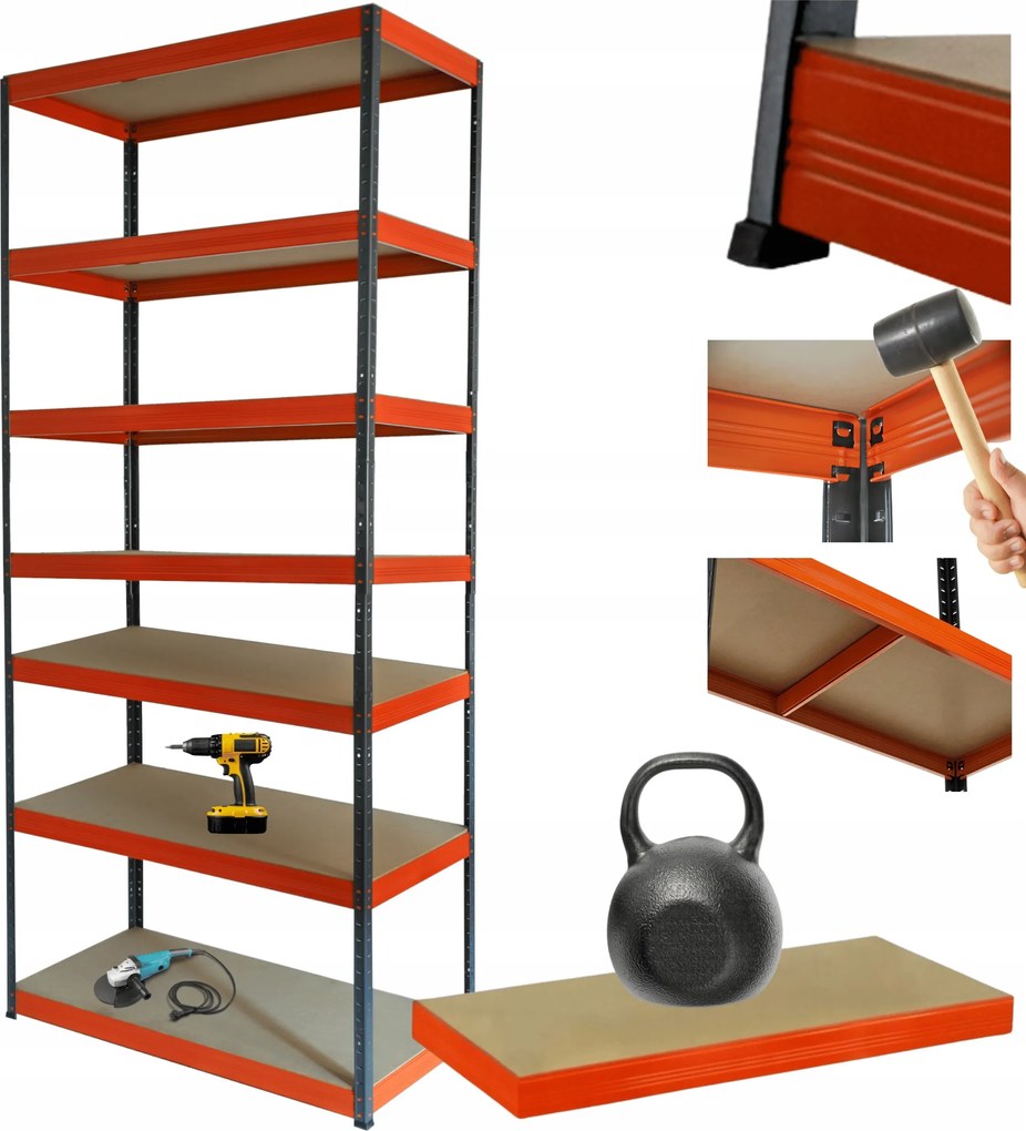 Tárolószekrény fém állvány Helios 270x120x60cm 7Px175kg Tömör