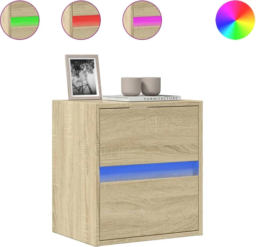 vidaXL sonoma tölgy színű fali TV-szekrény LED-ekkel 41x31x45 cm