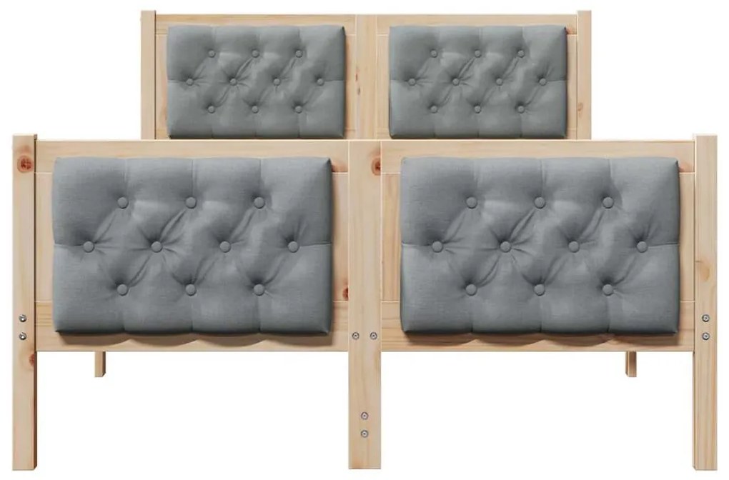 Ágykeret fejtámlával Világosszürke 120 x 190 cm Tömör fenyőfa